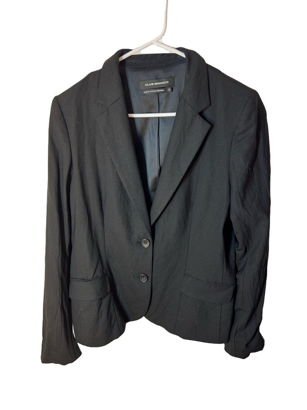Club Monaco Wool Black Tailored Blazer style 00700419 size 10